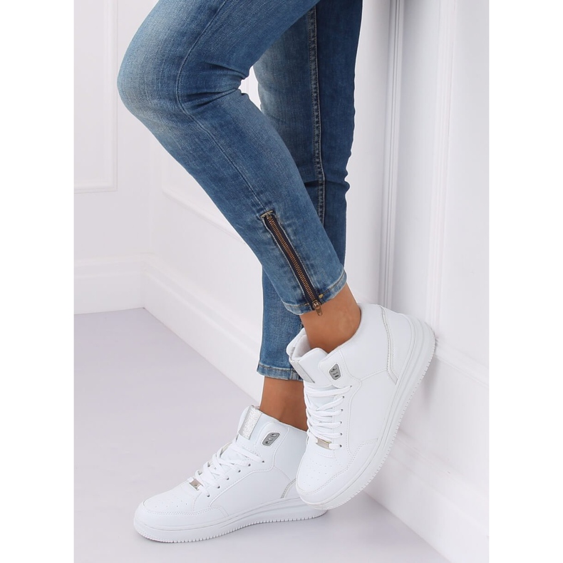 Zapato deportivo tobillo alto blanco y plateado 107-18 BLANCO / PLATA 2