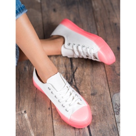 Jumex Zapatillas de mujer de moda blanco rosado 1