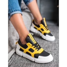 Jumex Zapatillas de moda negro amarillo 2