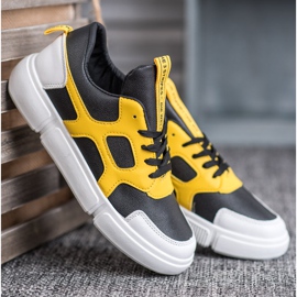 Jumex Zapatillas de moda negro amarillo 1