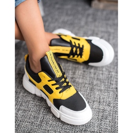 Jumex Zapatillas de moda negro amarillo 3
