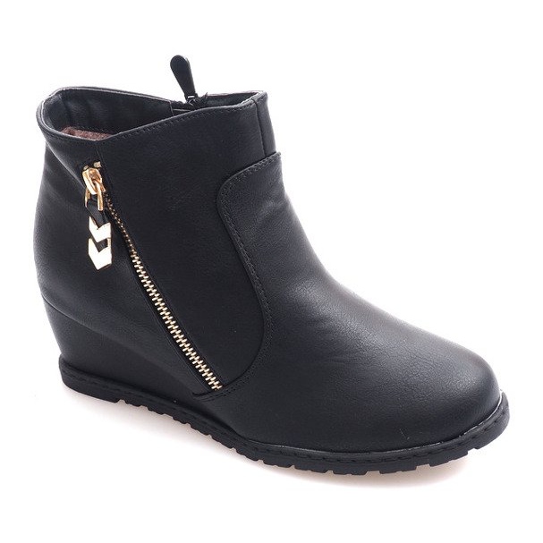 Botas cálidas en cuña con cremallera XY699 Negro 1