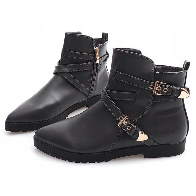 Botas Cálidas Elegantes Con Hebilla HW13 Gris 1 Botas Cálidas Elegantes Con Hebilla HW13 Gris 1