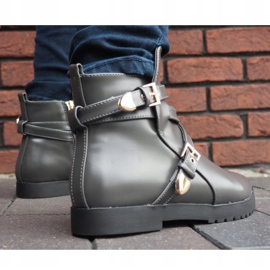Botas Cálidas Elegantes Con Hebilla HW13 Gris 4