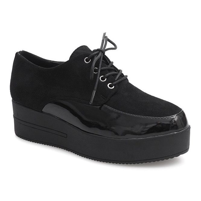 Botas Creepers en la plataforma negra MJ1358 negro 1