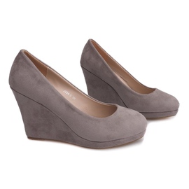 Zapatos de tacón de ante con cuña 2054 gris 3