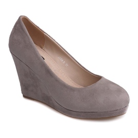 Zapatos de tacón de ante con cuña 2054 gris 4