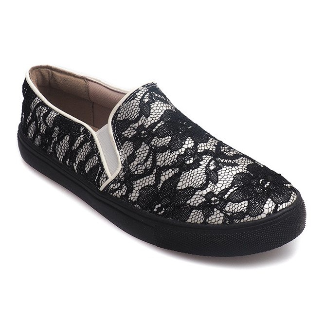 Zapatillas Slip Slip Lace Q10 Blanco negro 1