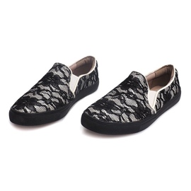 Zapatillas Slip Slip Lace Q10 Blanco negro 2