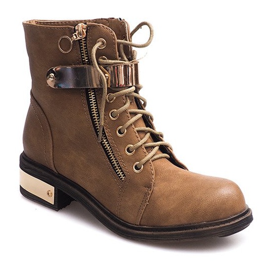 Botas con cordones y hebilla F03 Beige 1