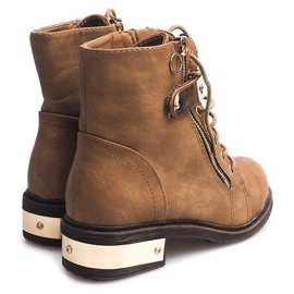 Botas con cordones y hebilla F03 Beige 3
