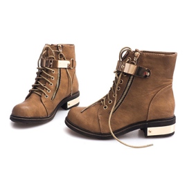 Botas con cordones y hebilla F03 Beige 4