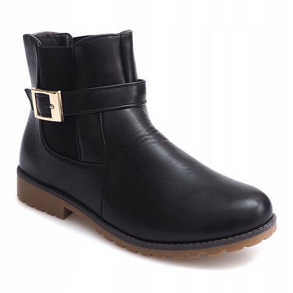 Botas Con Goma Y Piel Hebilla E598 Negro verde 2