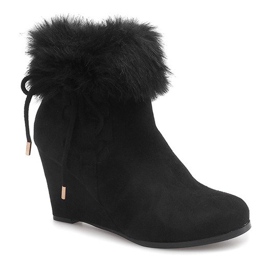 Botas negras en cuña L6058 negro 2