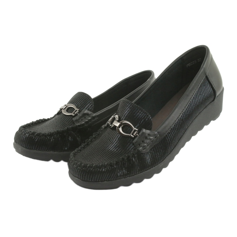 Mocasines negros cuña Sergio Leone PB223 3