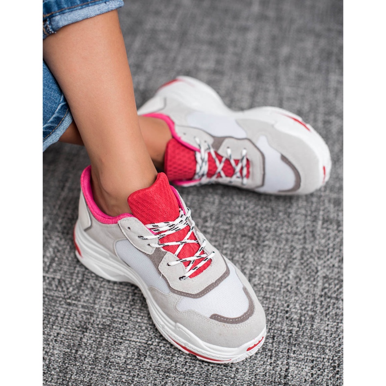 SHELOVET Calzado deportivo con cordones rojo gris 1