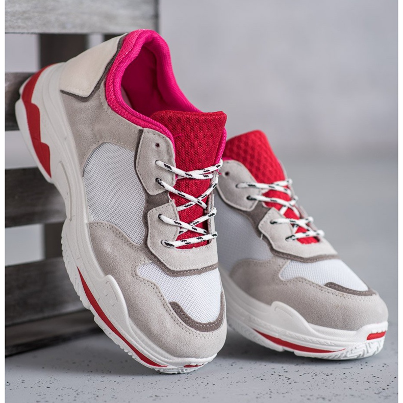 SHELOVET Calzado deportivo con cordones rojo gris 2