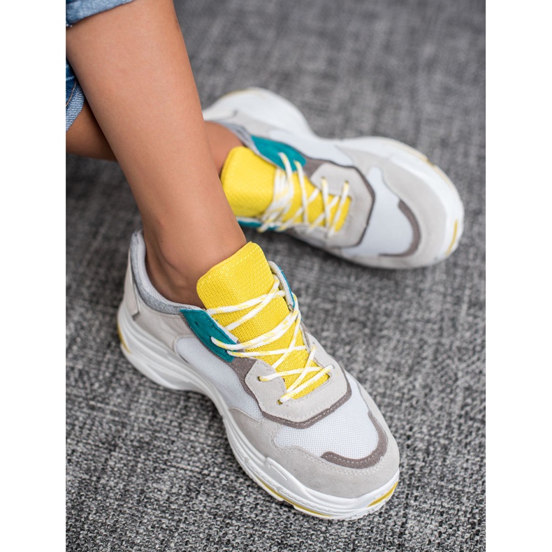 SHELOVET Calzado deportivo con cordones gris amarillo 1