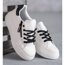 SHELOVET Zapatos con cordones en la plataforma blanco 4