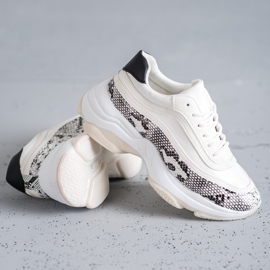 SHELOVET Zapatillas con estampado de serpiente blanco multicolor 2