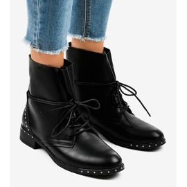 Botas negras planas con cordones A-251 negro 1
