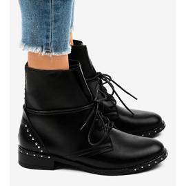 Botas negras planas con cordones A-251 negro 2