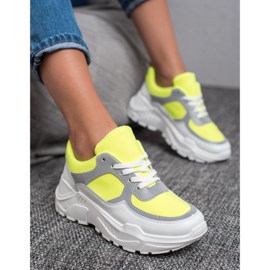 Ideal Shoes Zapatos deportivos de neón blanco multicolor amarillo 3
