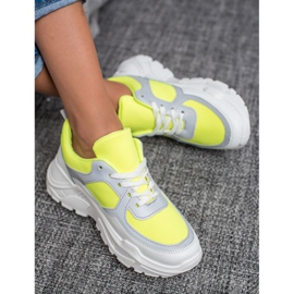 Ideal Shoes Zapatos deportivos de neón blanco multicolor amarillo 4