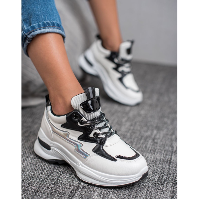 SHELOVET Calzado deportivo de cuero ecológico blanco multicolor 1