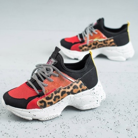 SHELOVET Zapatos deportivos con estampado de leopardo rojo multicolor 1 SHELOVET Zapatos deportivos con estampado de leopardo rojo multicolor 1
