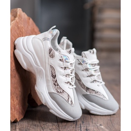 Kayla Zapatillas con estampado de serpiente blanco 5