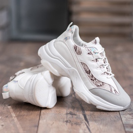 Kayla Zapatillas con estampado de serpiente blanco 4