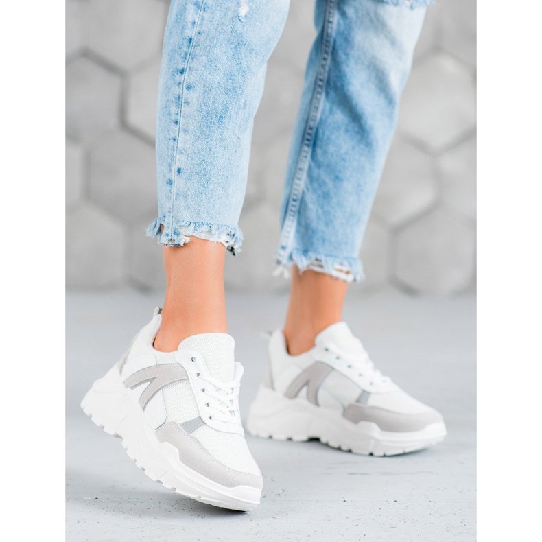 SHELOVET Calzado atado en la plataforma blanco 2