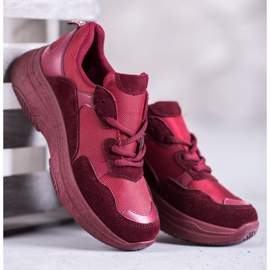 SHELOVET Zapatos deportivos burdeos rojo 4