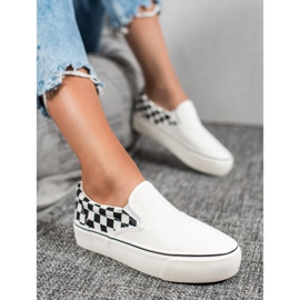 SHELOVET Slipons a cuadros blancos 4