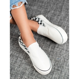 SHELOVET Slipons a cuadros blancos 1