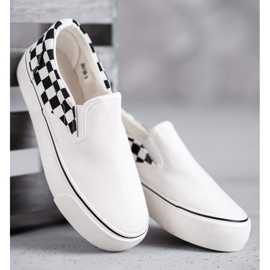 SHELOVET Slipons a cuadros blancos 2