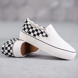 SHELOVET Slipons a cuadros blancos 3