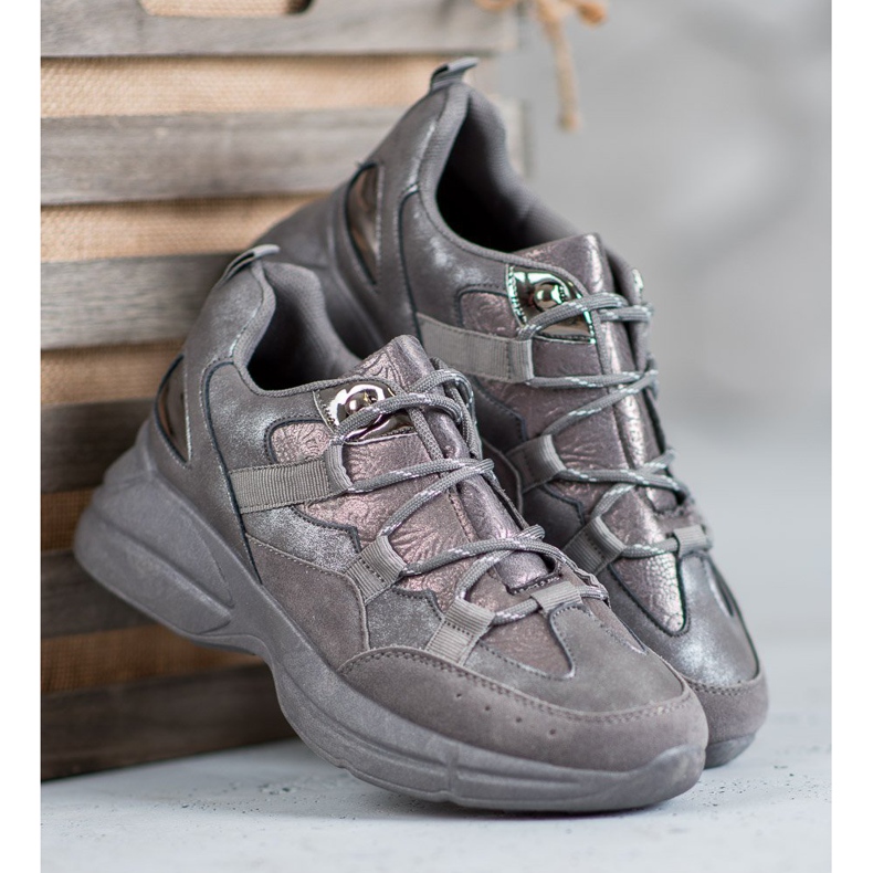 Muto Zapatos deportivos con purpurina gris 1