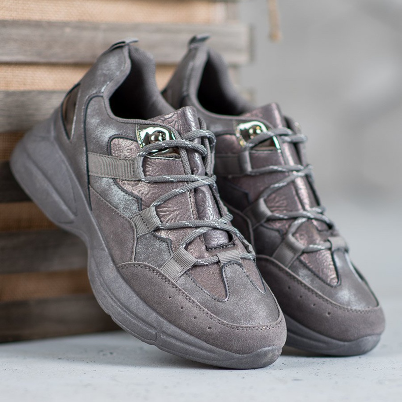 Muto Zapatos deportivos con purpurina gris 2