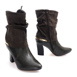 Botas elegantes con una hebilla en un poste 1723 Caqui multicolor verde 2