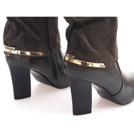Botas elegantes con una hebilla en un poste 1723 Caqui multicolor verde 3