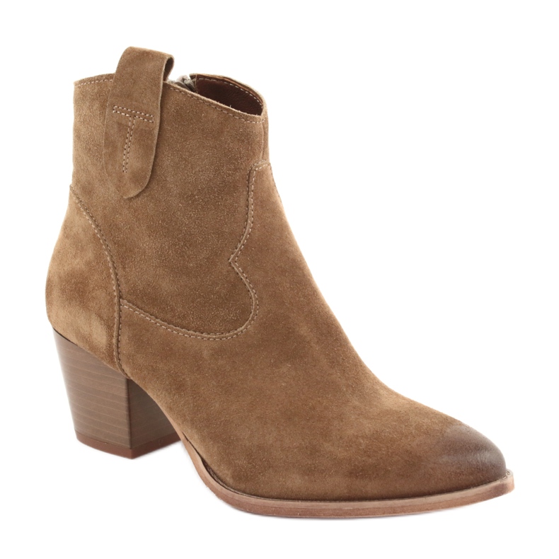 Botas vaqueras Anabelle 1466 de ante camel marrón 1