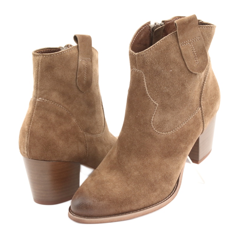 Botas vaqueras Anabelle 1466 de ante camel marrón 3