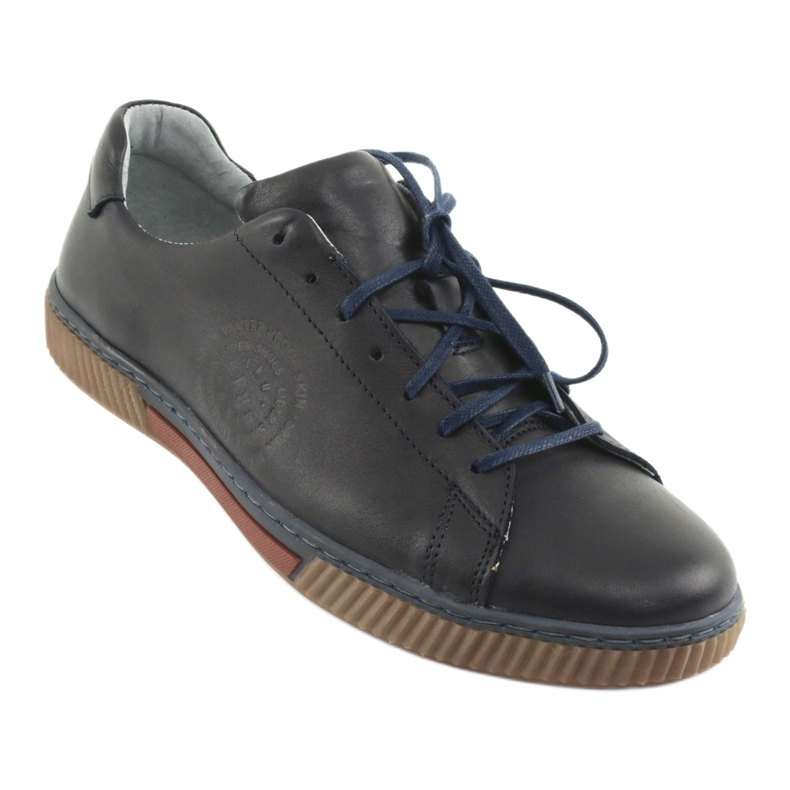 Riko Zapatos de cuero para hombres 893 azul marino 1