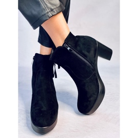 Black 8B882 Botas negras de tacón alto negro 4