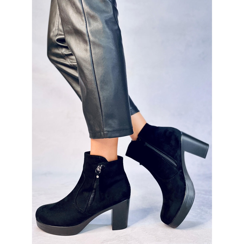 Black 8B882 Botas negras de tacón alto negro 2