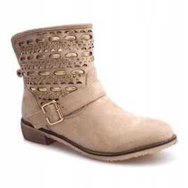 Botas elegantes, zapatos con hebilla JN-109 Beige 1
