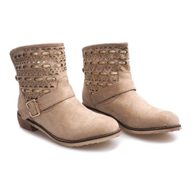 Botas elegantes, zapatos con hebilla JN-109 Beige 3