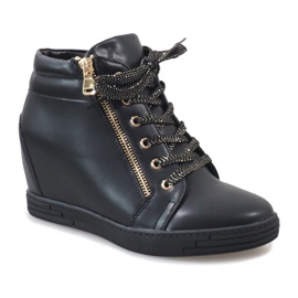 Zapatillas negras con cremallera dorada TL-22 negro 1